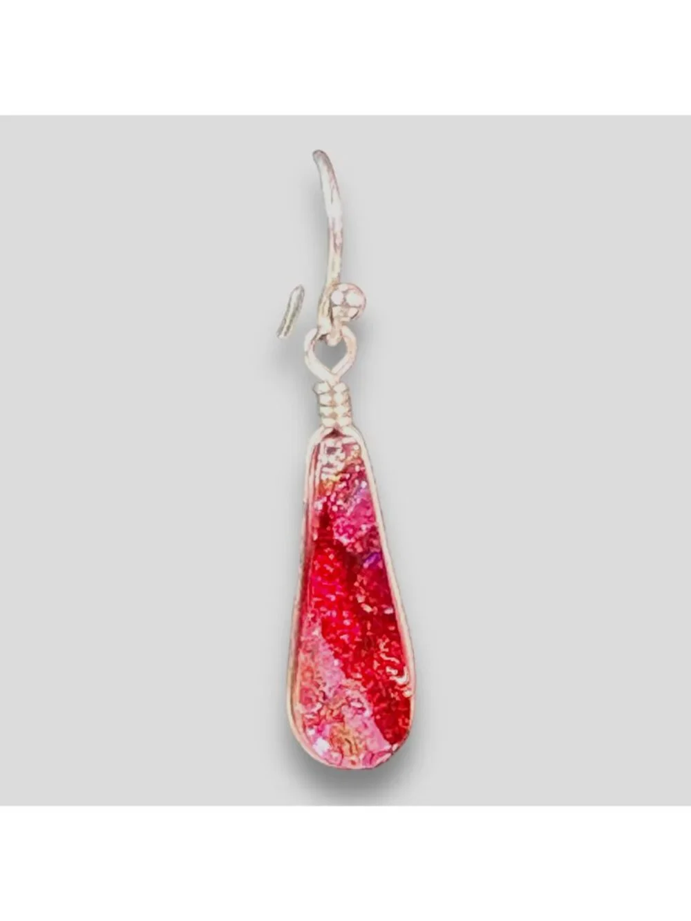 Handmade Red & Black Teardrop Dangle Earrings With Silver Hooks - Lightweight &